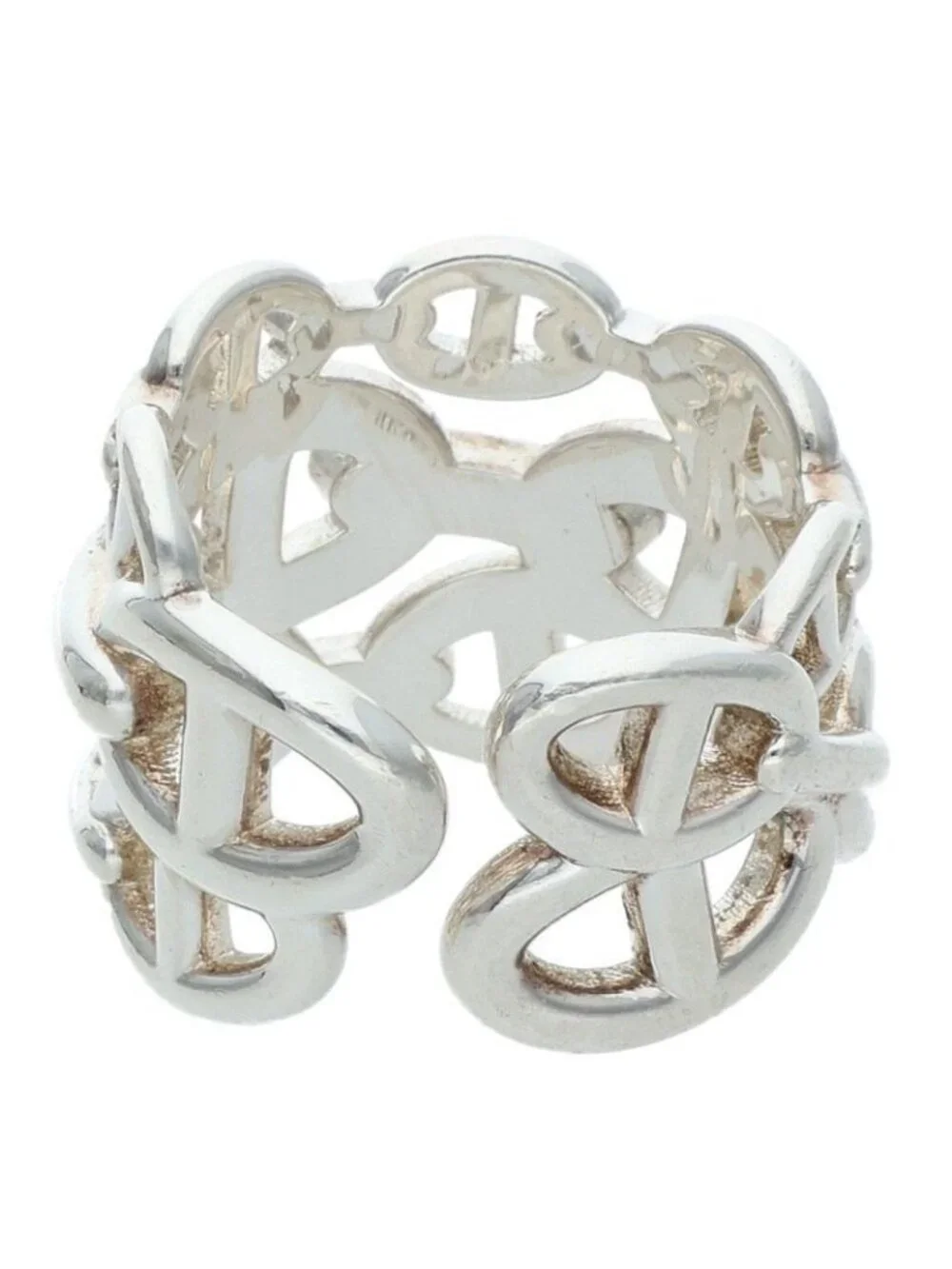 Hermes Chaine D'ancre Enchainee GM Silver Ring